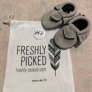 Freshly Picked gray suede moccasins- Size 2
